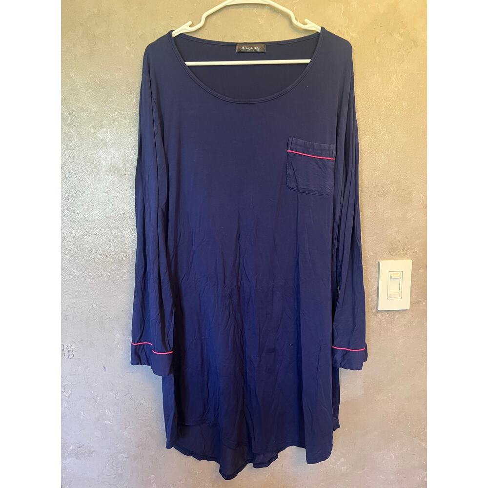 Allegra K Blue Rayon Spandex Sleep Gown Nightshirt XL Soft Long Sleeve Pajamas - Picture 3 of 8